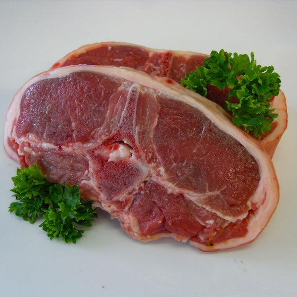 Quick frozen un-aged grass fed lamb double centre loin chop (Barnsley chop) (feeds 1-2)
