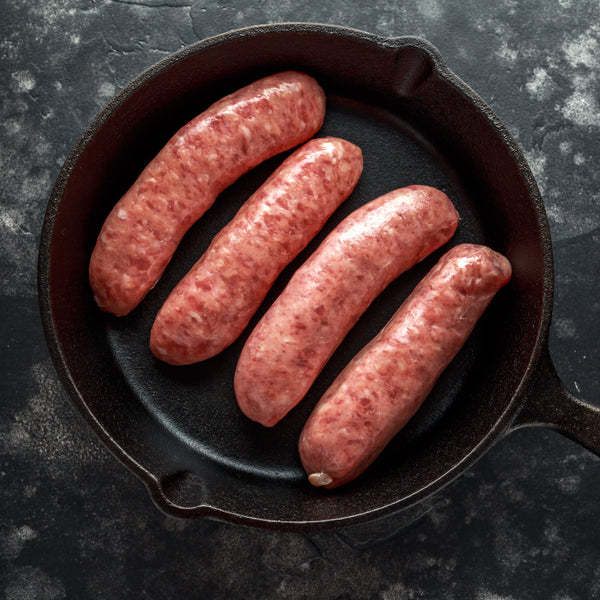 No grain grass fed beef & herb sausages, (additive free, grain free, gluten free, frozen)