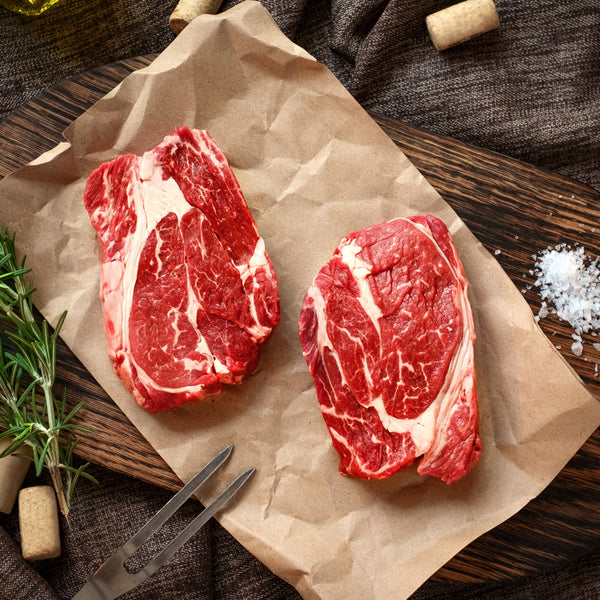 Grass fed beef chuck steak slices for slow cooking