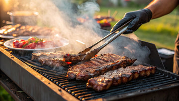 MEAT GRILLING ON BBQ