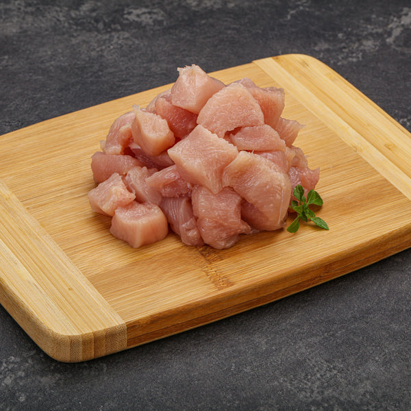 Diced Quick frozen un-aged free range chicken