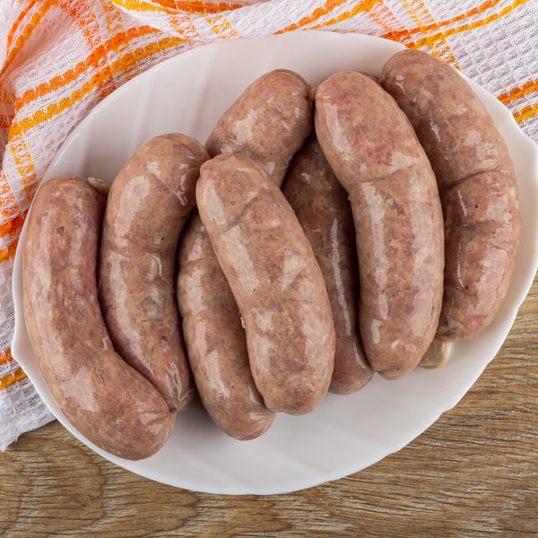 Quick frozen un-aged free range Chicken and Tarragon Sausages (Grain free, no rusk, 97% Chicken)