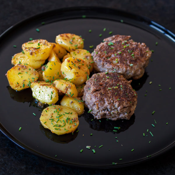 Just Venison Un-aged wild venison burgers, (100% venison,  grain free, additive free, salt-free, quick frozen)