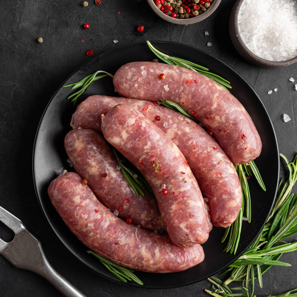 Just Venison Un-aged wild venison sausages (100% venison,  grain free, additive free, salt-free, quick frozen)