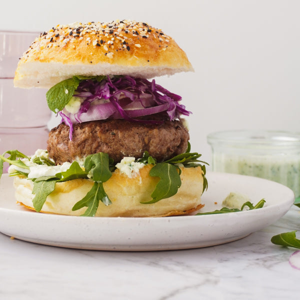 Quick frozen un-aged grass-fed lamb burgers  (grain free, no rusk, 97% lamb)