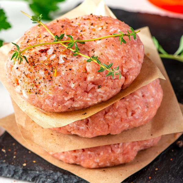Pasture raised Free range pork Paleo Burgers, (pork, beef heart, beef kidney, gluten free, frozen)
