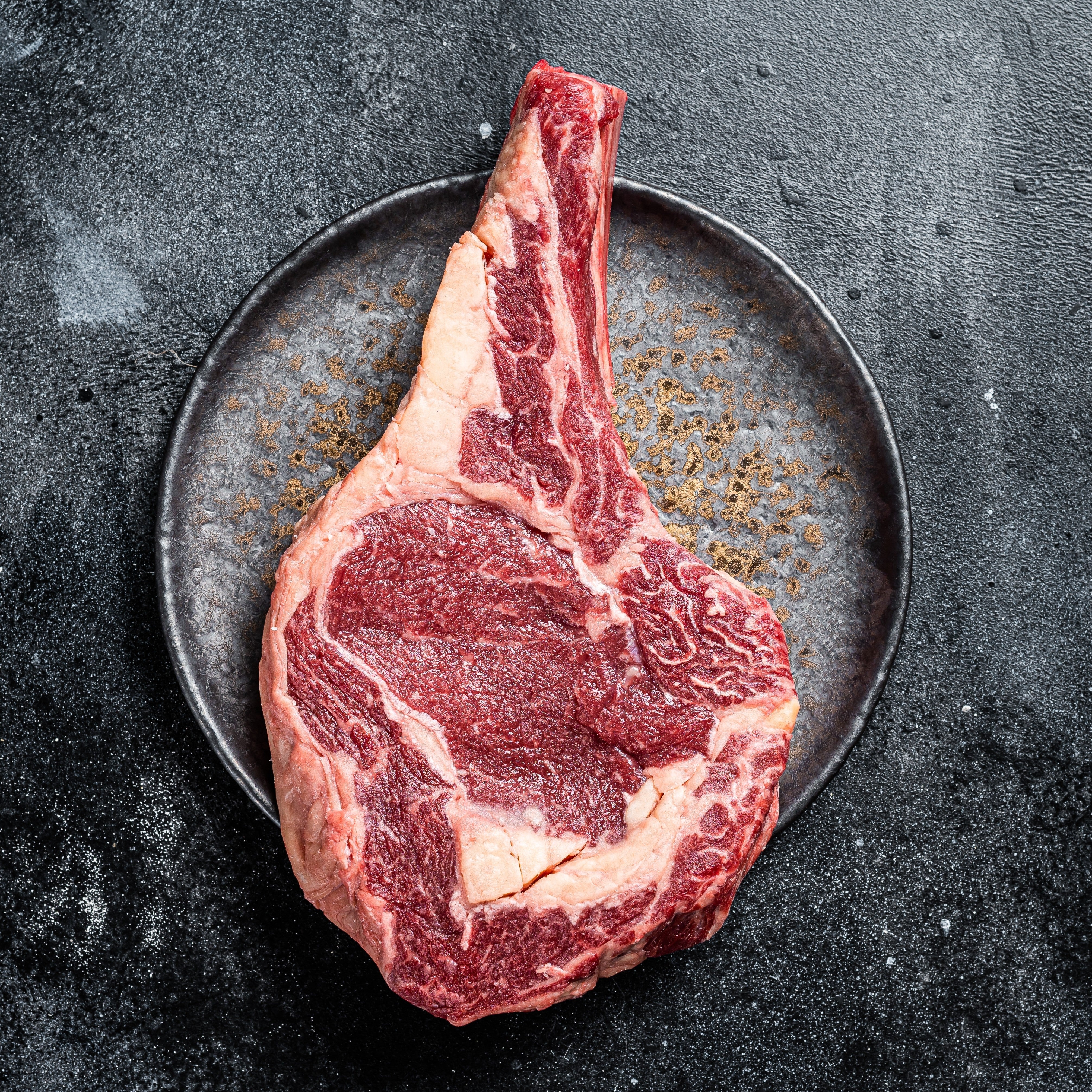 Bone Inch Thick Ribeye On Grill Grass Fed Beef Cote De Boeuf