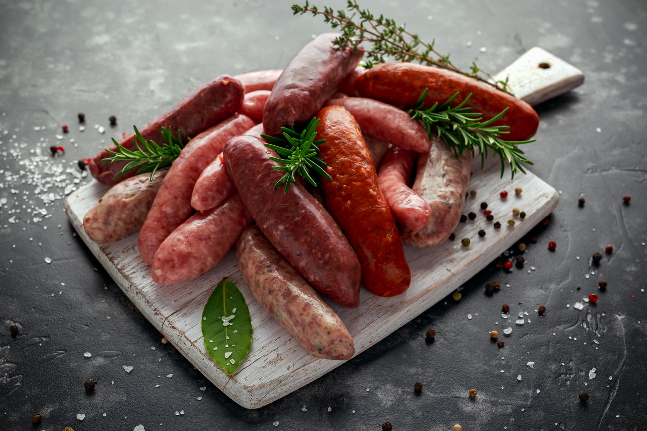 Quick Frozen, unaged pork, grain free sausages Pheasants Hill Farm