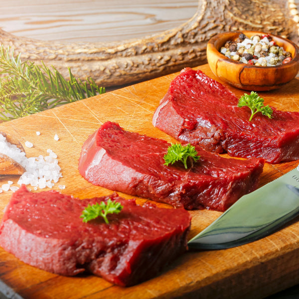Wild Venison rib-eye steak (quick frozen, un-aged)