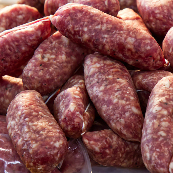 Pasture raised free range Wild boar cocktail sausages with port, thyme and juniper (free range, gluten free, frozen)