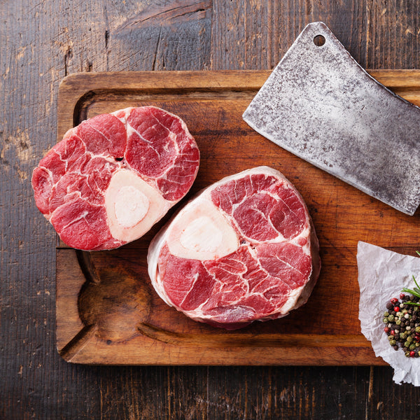Quick Frozen Un-aged Grass fed beef osso buco (shin on the bone)