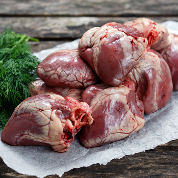 Quick Frozen un-aged  grass fed lamb heart sliced
